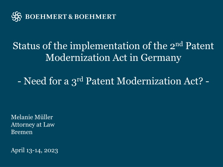 status of the implementation of the 2 nd patent
