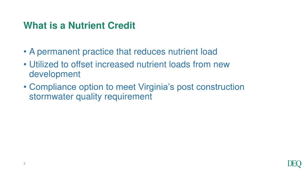 what is a nutrient credit