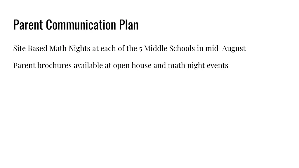 parent communication plan
