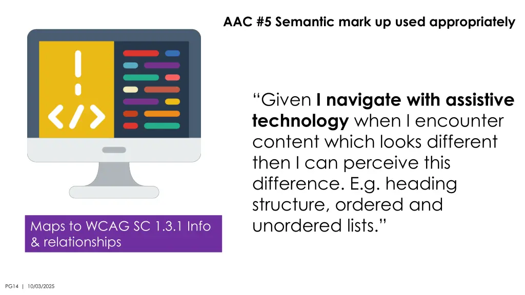 aac 5 semantic mark up used appropriately