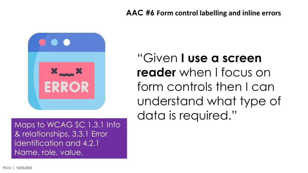 aac 6 form control labelling and inline errors