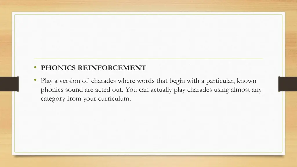 phonics reinforcement play a version of charades