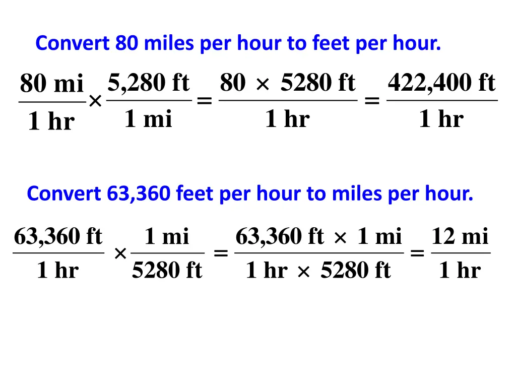 convert 80 miles per hour to feet per hour