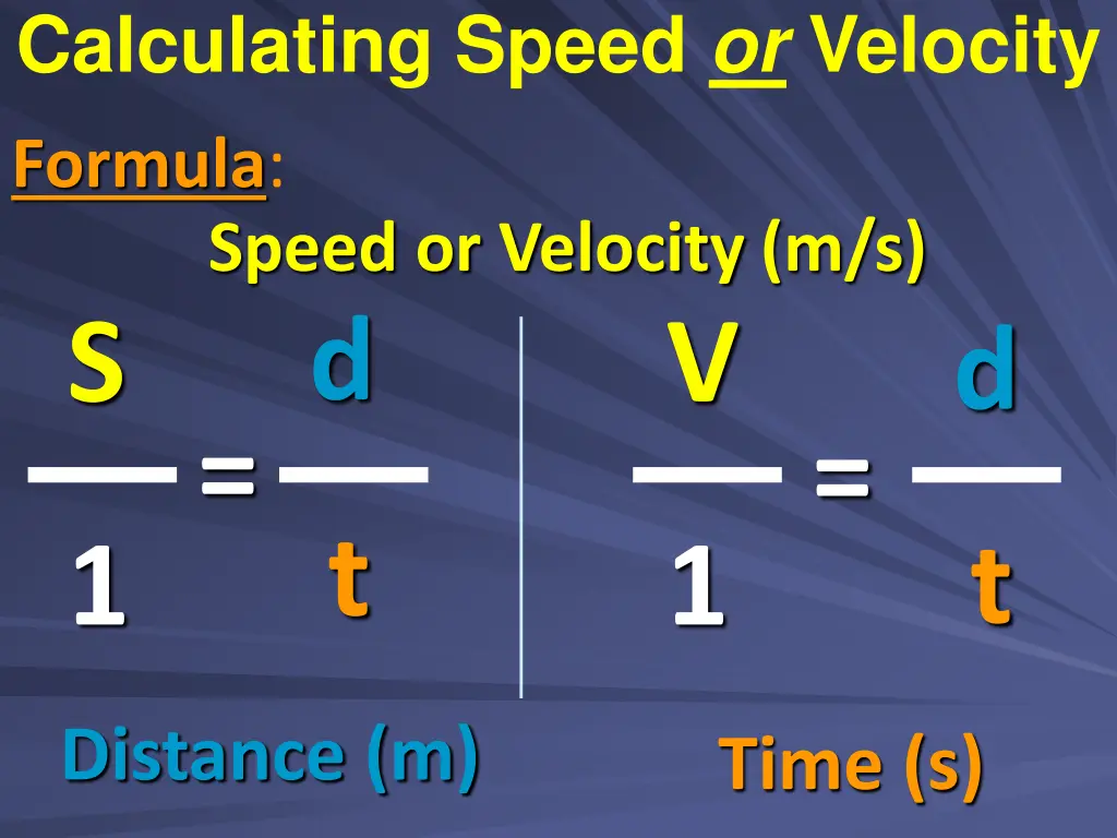 calculating speed or velocity