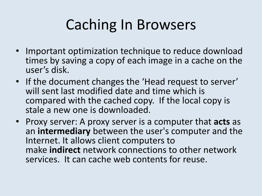 caching in browsers