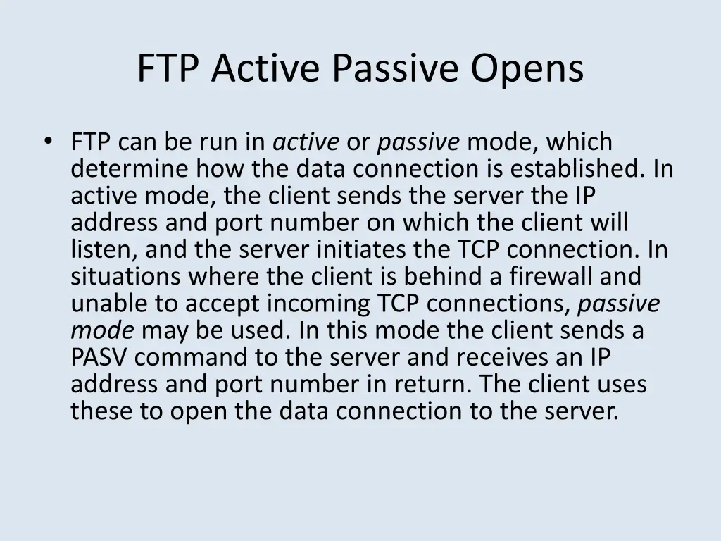 ftp active passive opens