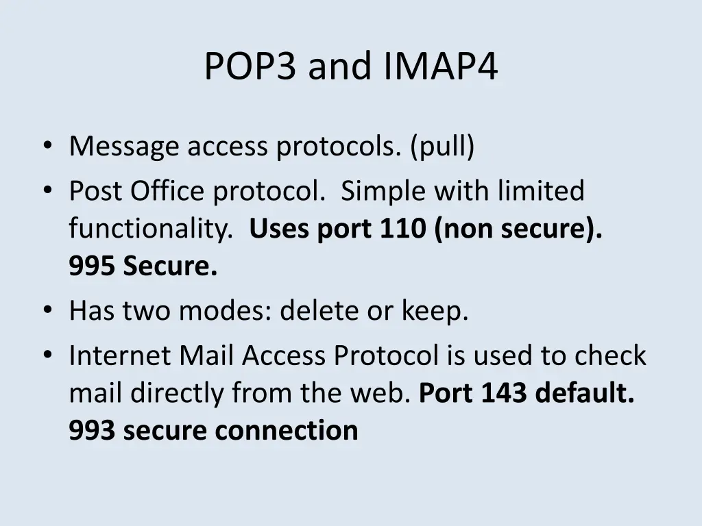 pop3 and imap4