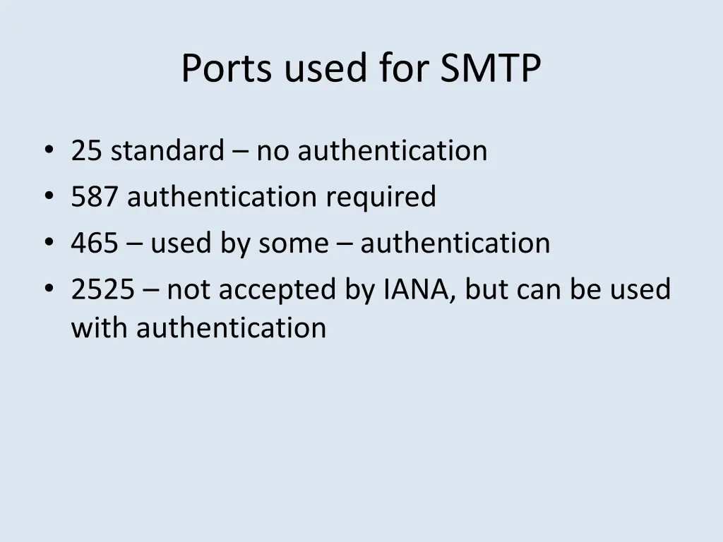 ports used for smtp