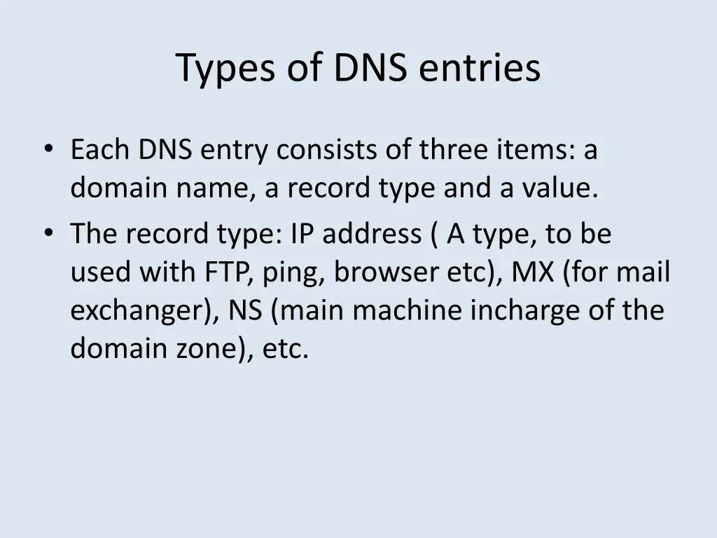 types of dns entries