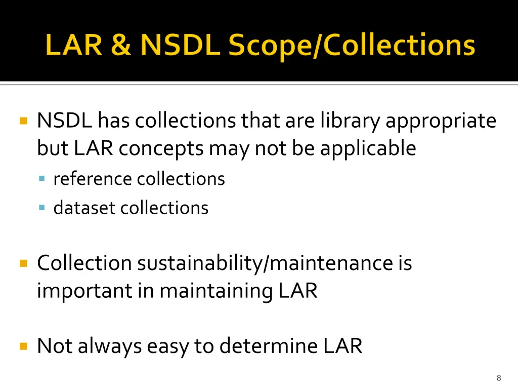 nsdl has collections that are library appropriate