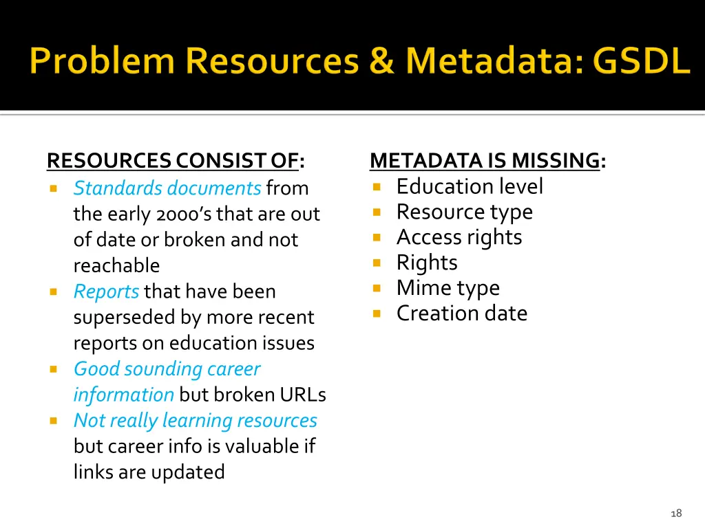 resources consist of standards documents from