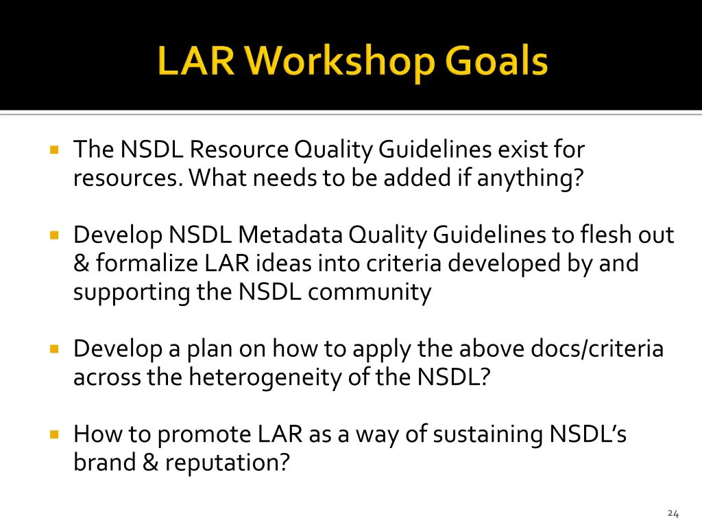 the nsdl resource quality guidelines exist