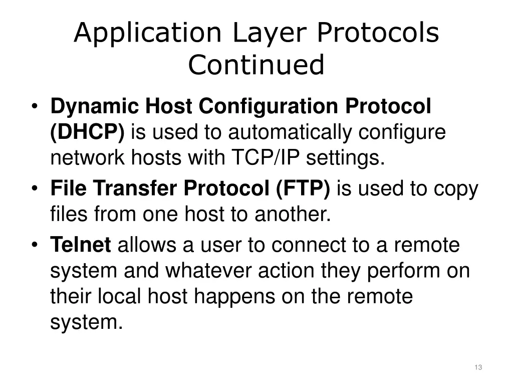 application layer protocols continued