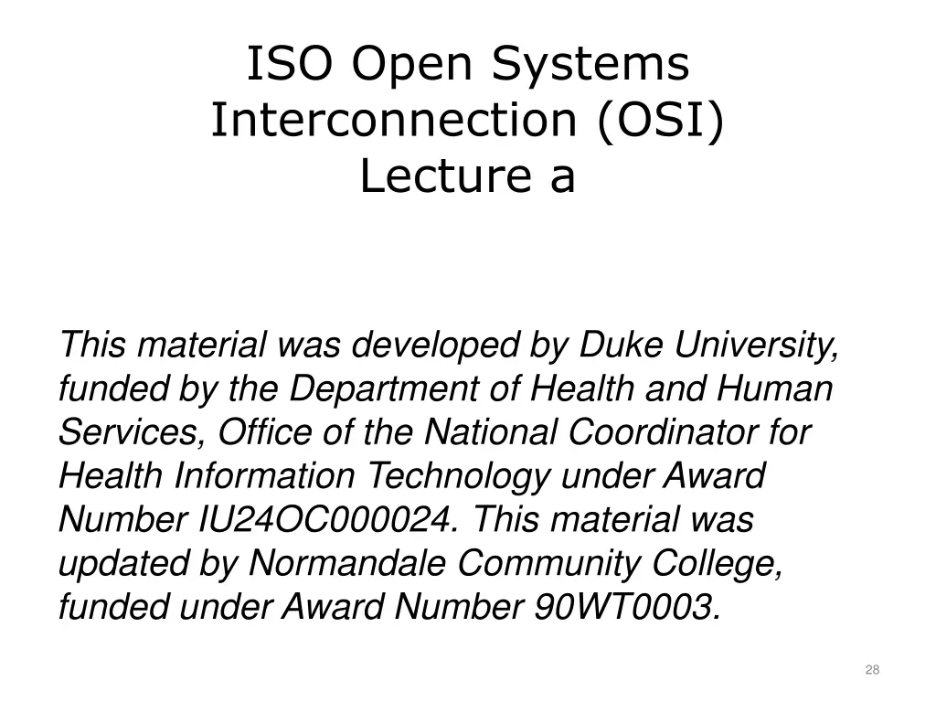 iso open systems interconnection osi lecture a