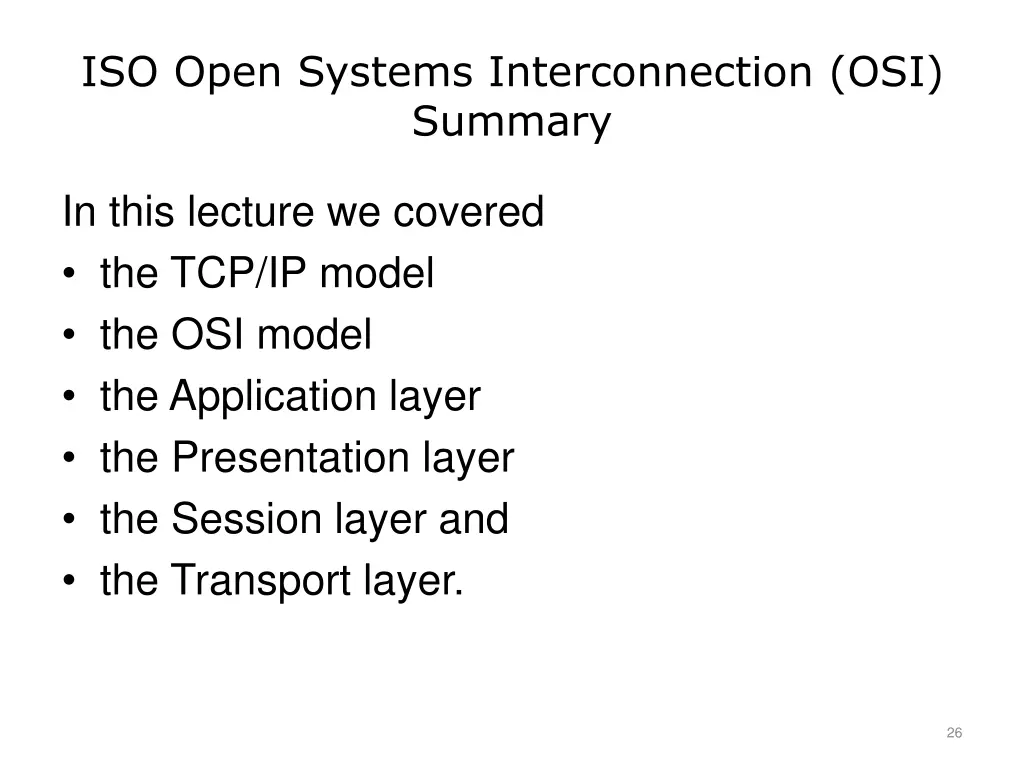 iso open systems interconnection osi summary