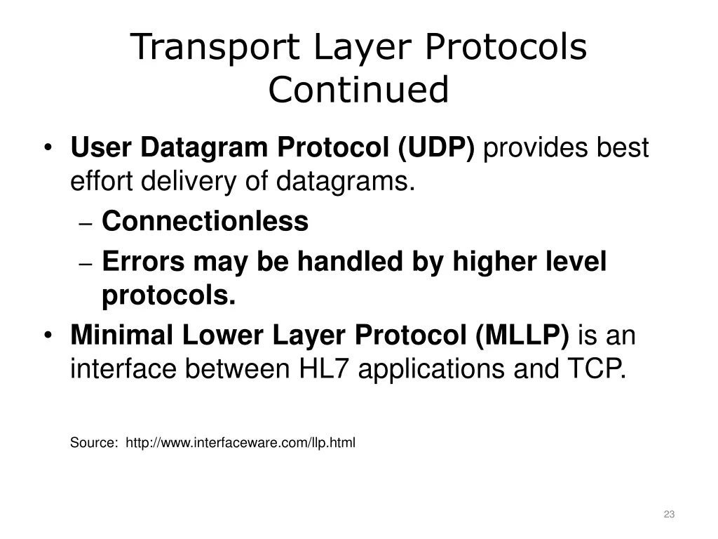 transport layer protocols continued