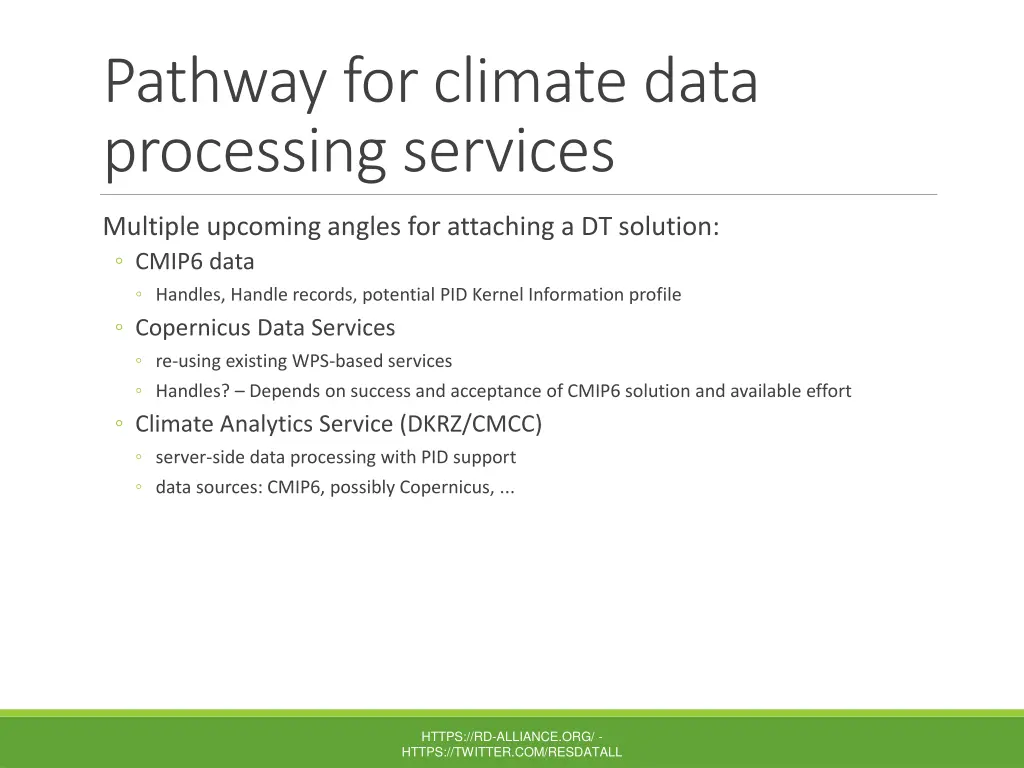 pathway for climate data processing services