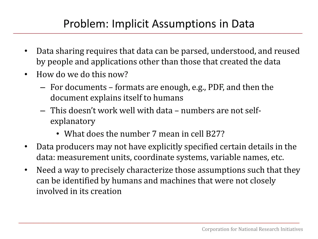 problem implicit assumptions in data