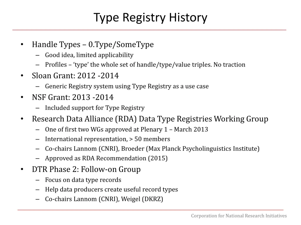 type registry history