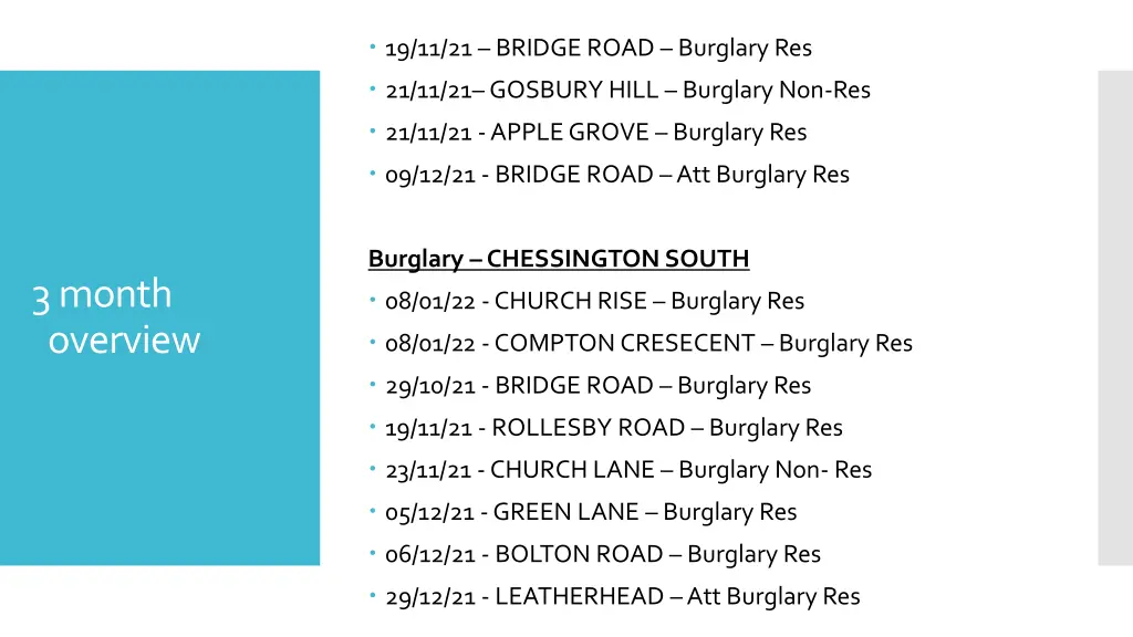 19 11 21 bridge road burglary res