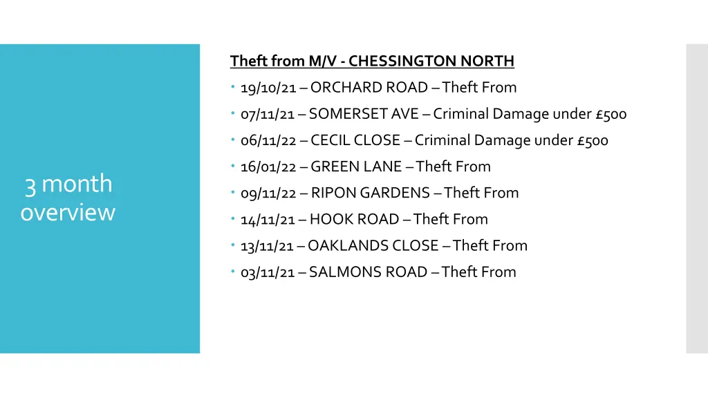 theft from m v chessington north