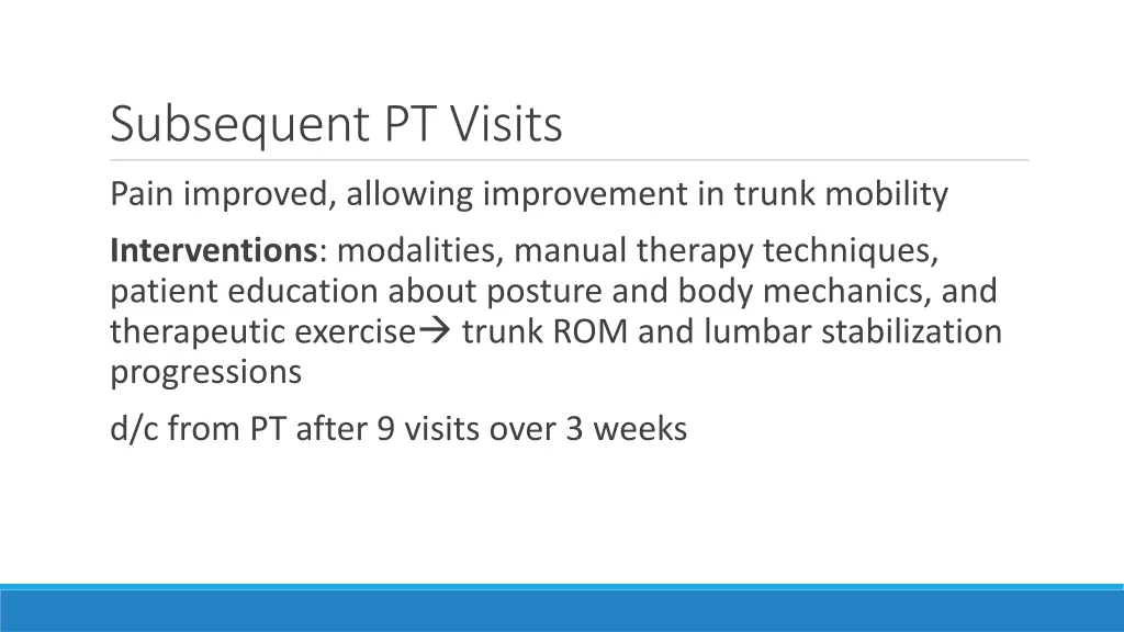 subsequent pt visits