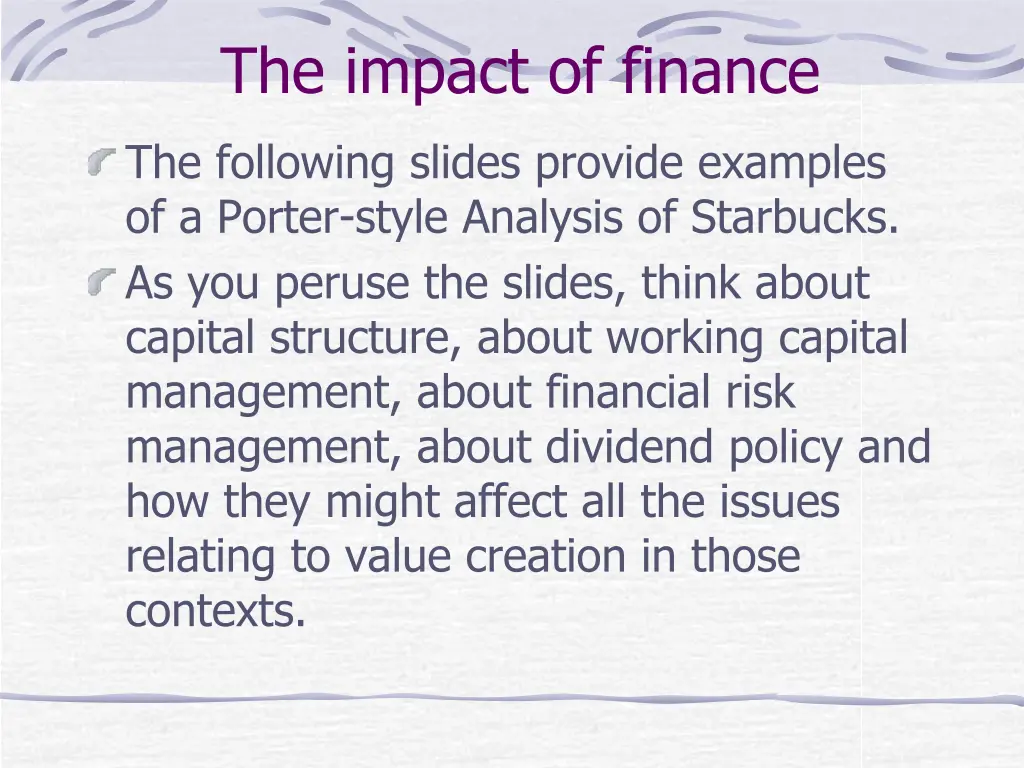 the impact of finance