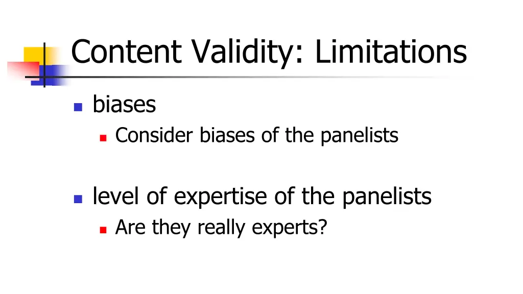 content validity limitations
