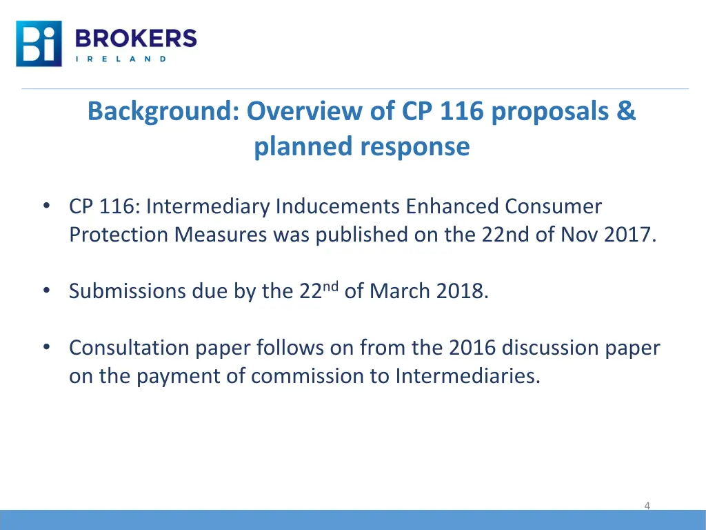 background overview of cp 116 proposals planned