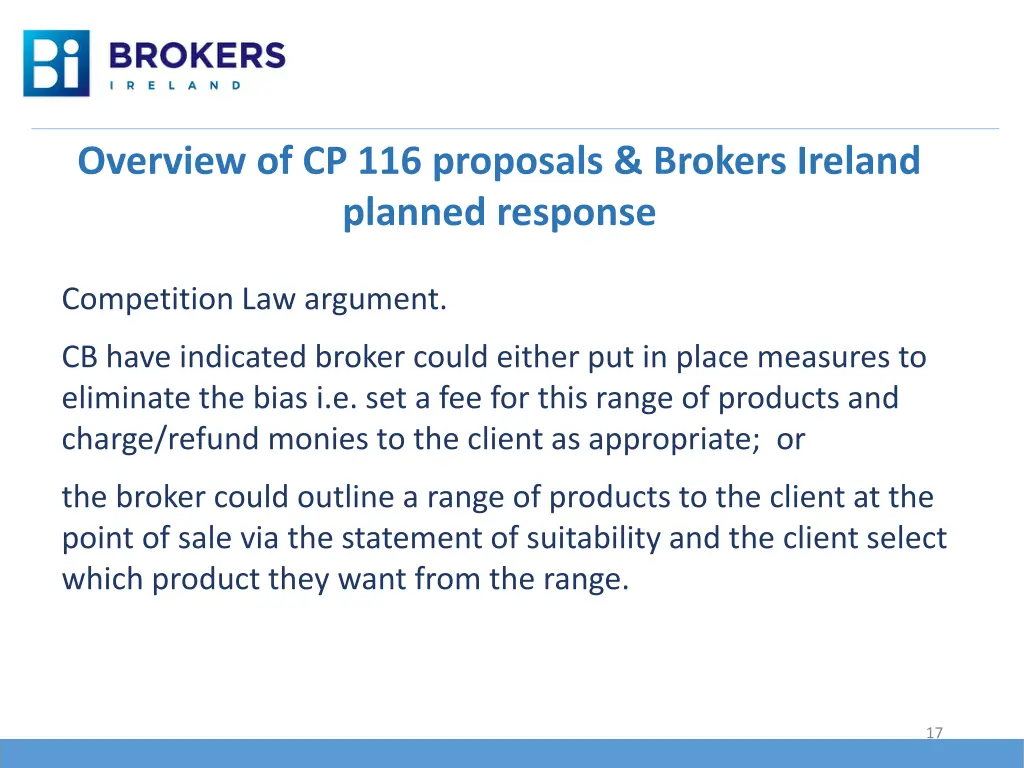 overview of cp 116 proposals brokers ireland 10