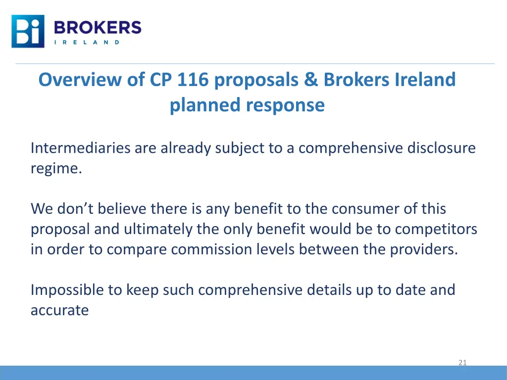 overview of cp 116 proposals brokers ireland 14