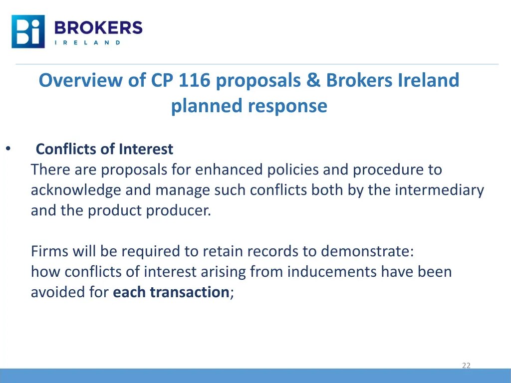 overview of cp 116 proposals brokers ireland 15