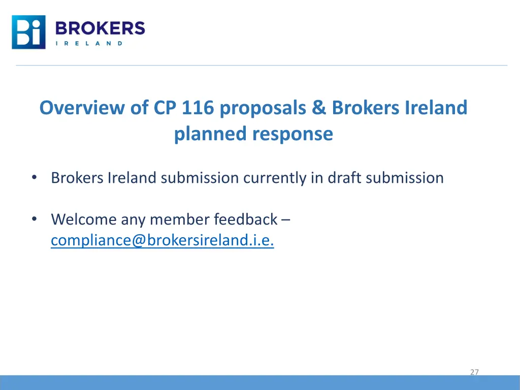 overview of cp 116 proposals brokers ireland 18