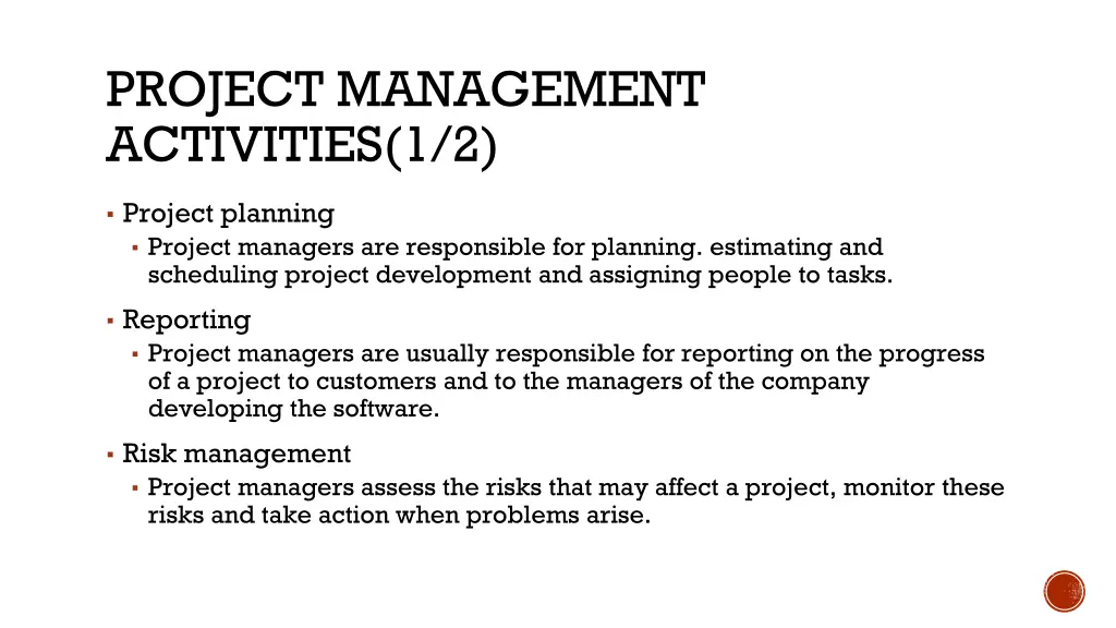project management activities 1 2
