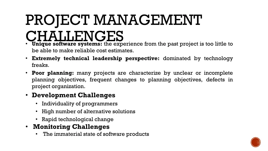 project management challenges unique software
