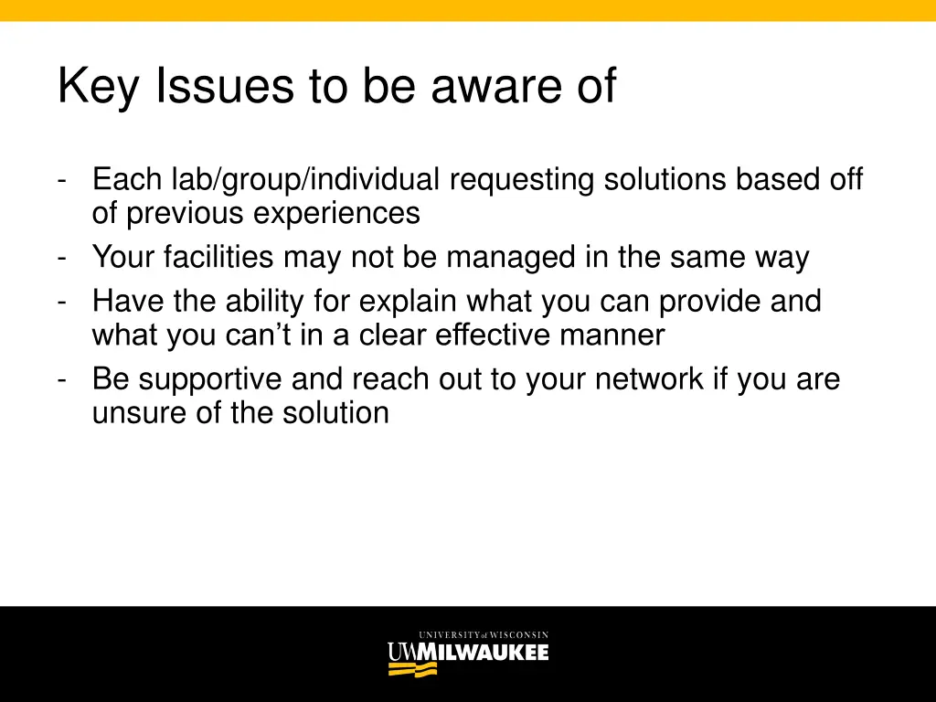 key issues to be aware of