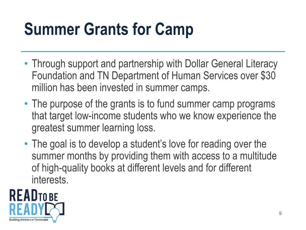 summer grants for camp