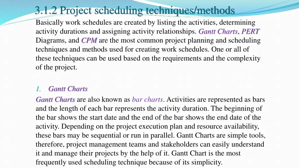 3 1 2 project scheduling techniques methods