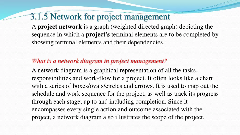 3 1 5 network for project management a project