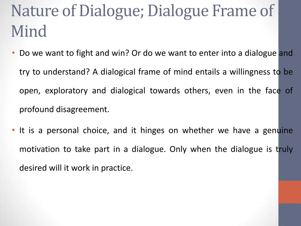 nature of dialogue dialogue frame of mind
