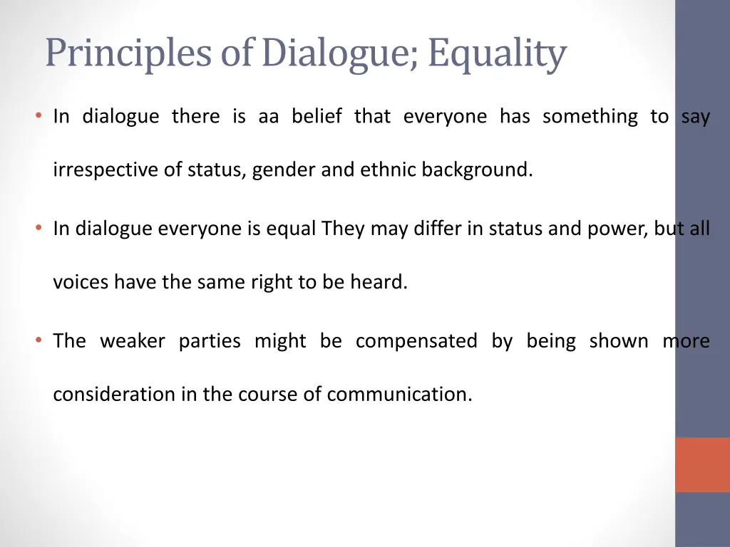 principles of dialogue equality