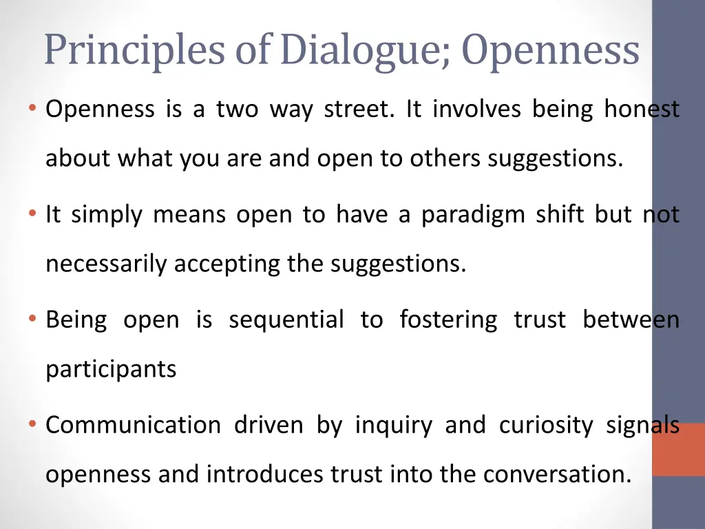 principles of dialogue openness