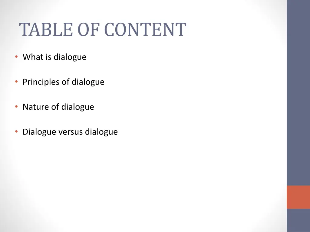 table of content