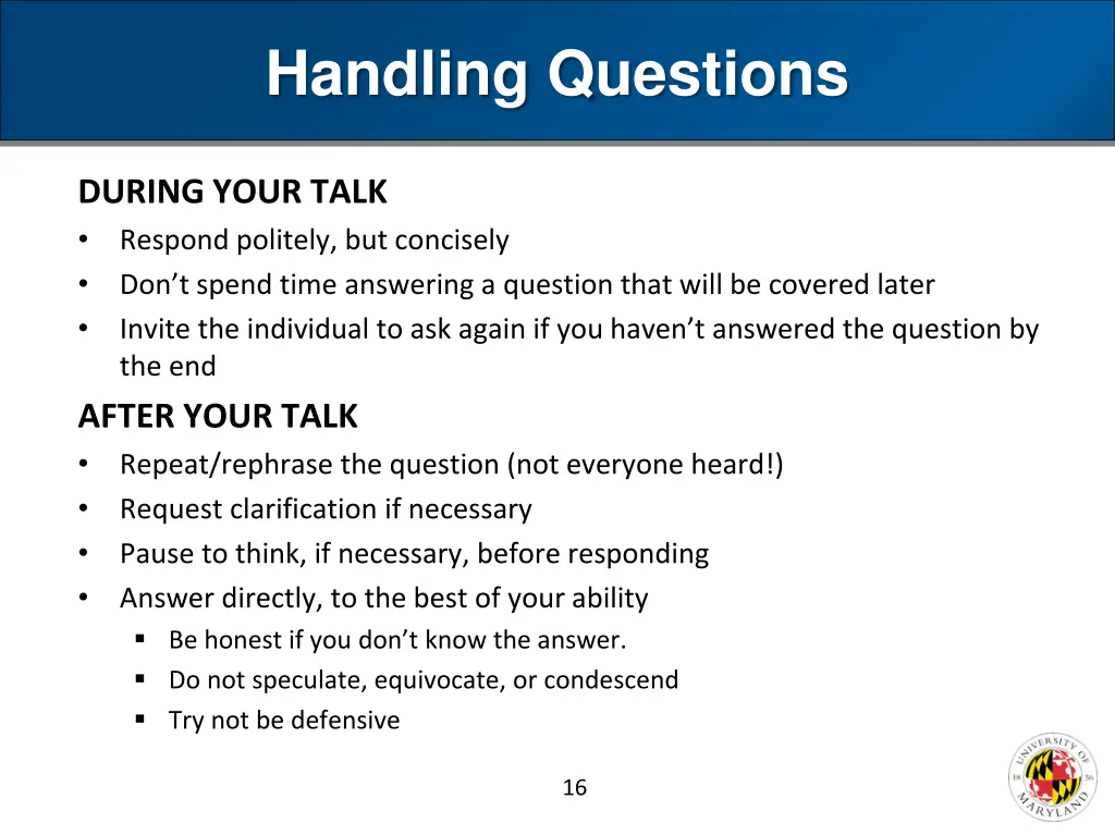 handling questions