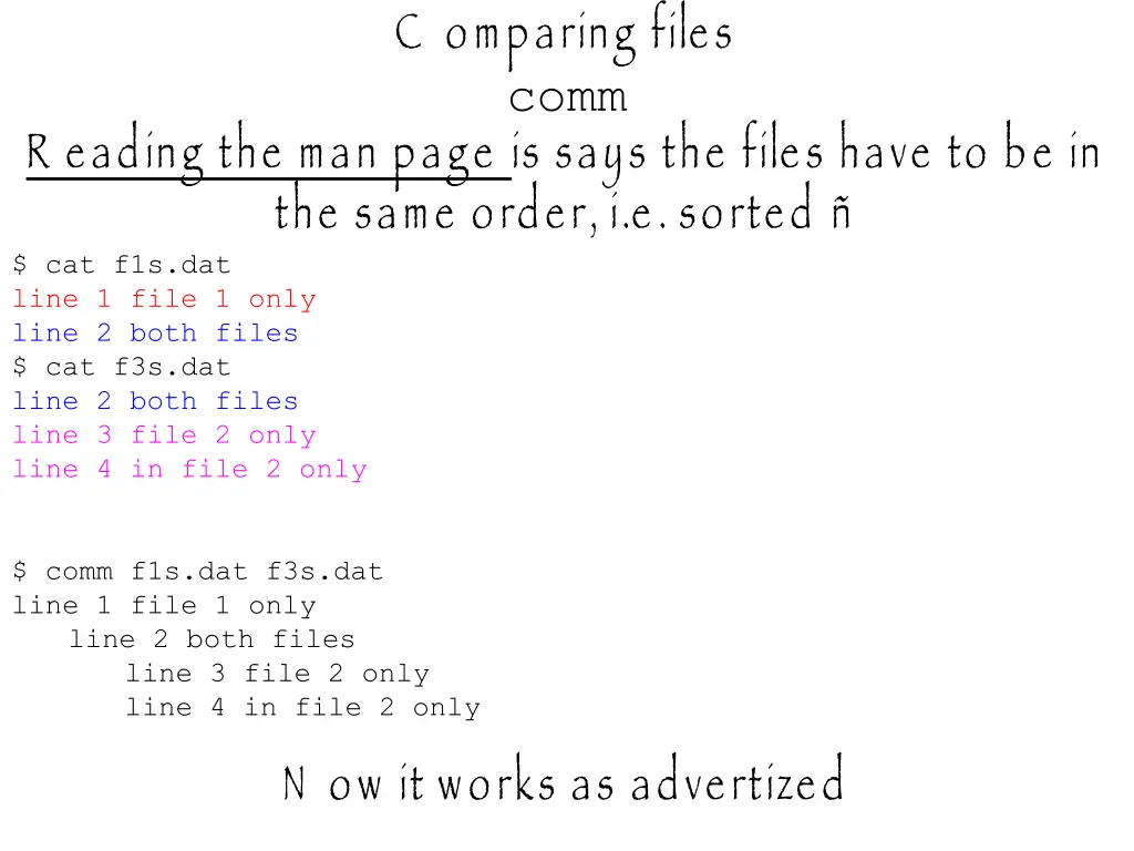 c omparing files comm 1