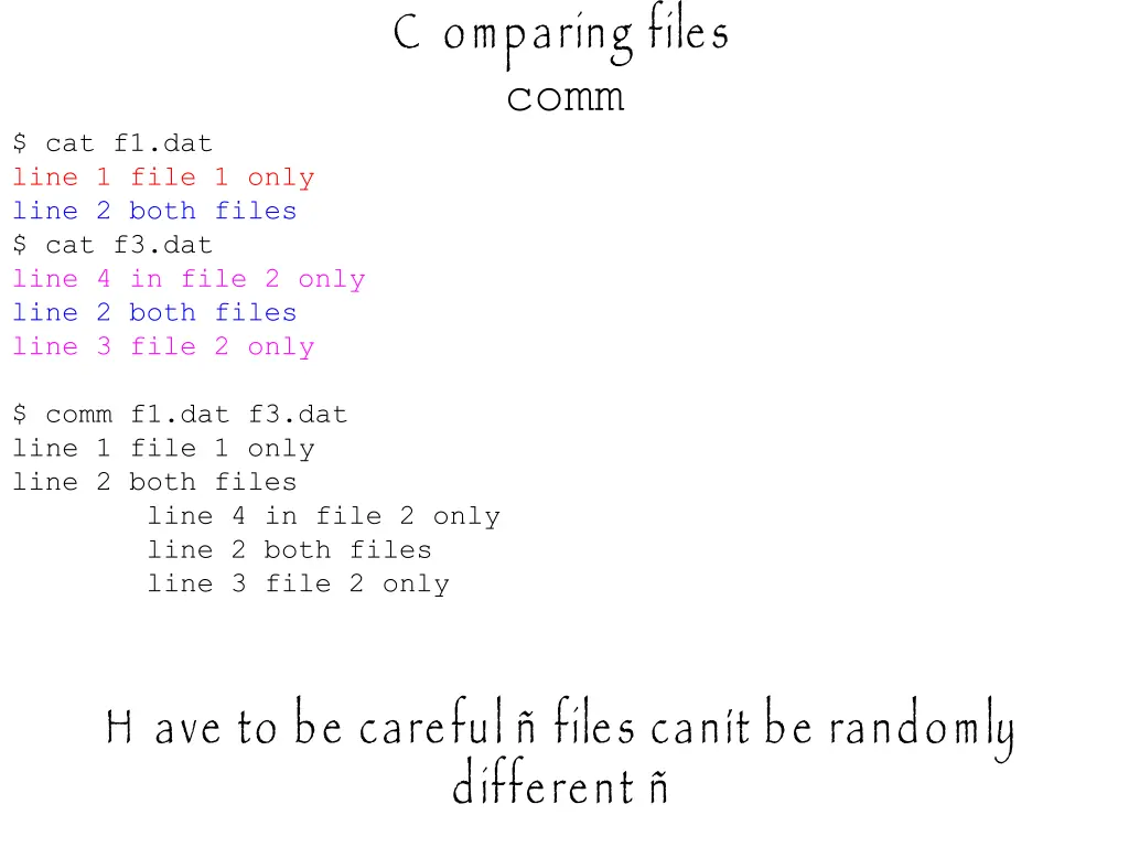 c omparing files comm