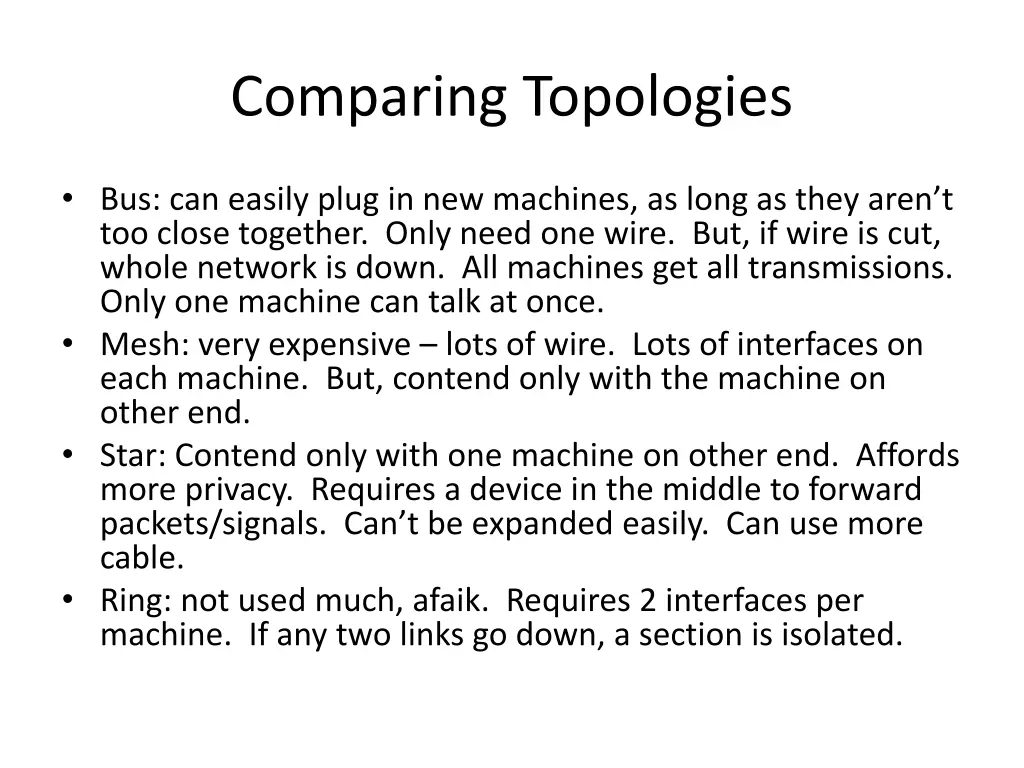 comparing topologies
