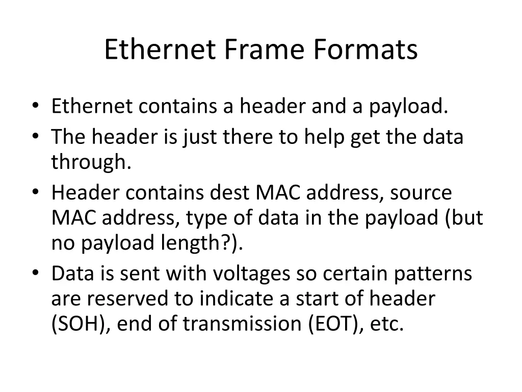 ethernet frame formats