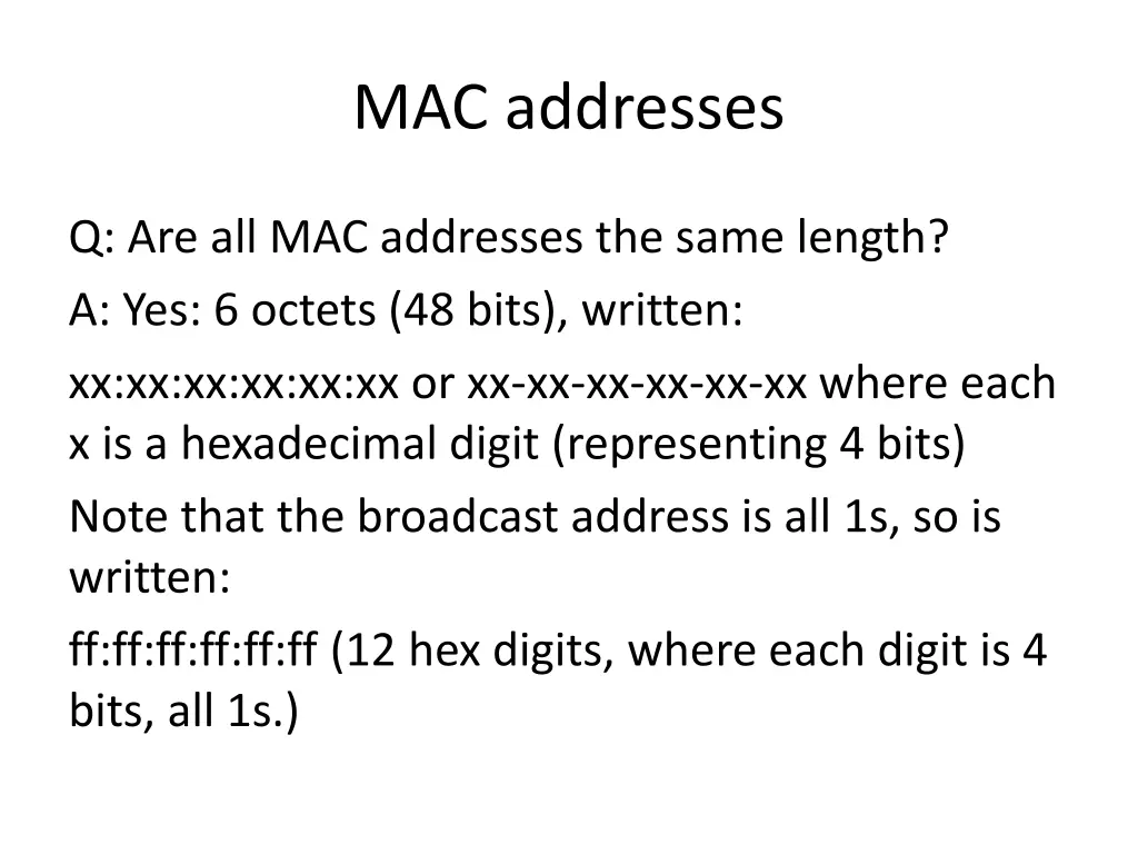 mac addresses