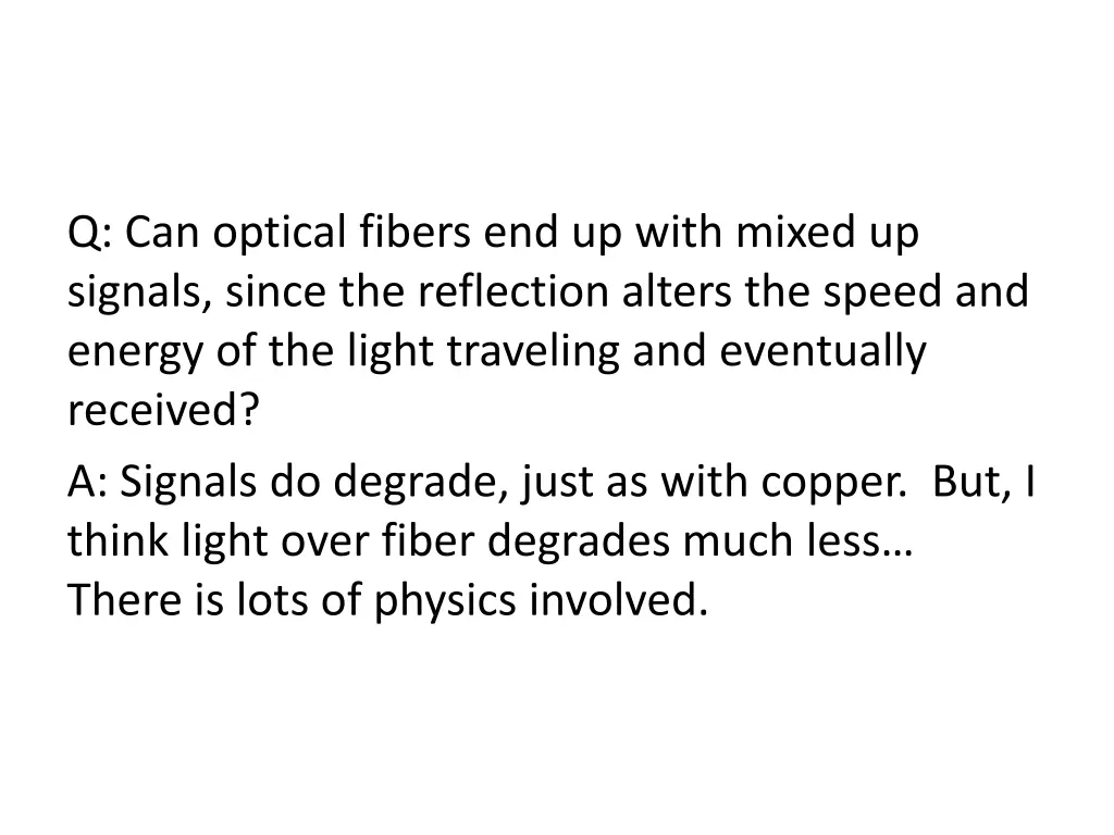 q can optical fibers end up with mixed up signals